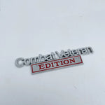 badgeslide combat veteran edition metal emblem car badge silver red