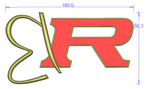 R Metal Emblem Car Badge-Chrome-Red-2PCS