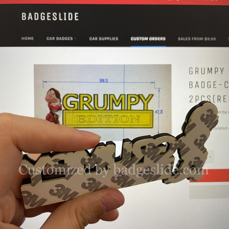 GRUMPY EDITION Emblem Fender Badge-Custom-2pcs(Red/Black) – Badgeslide