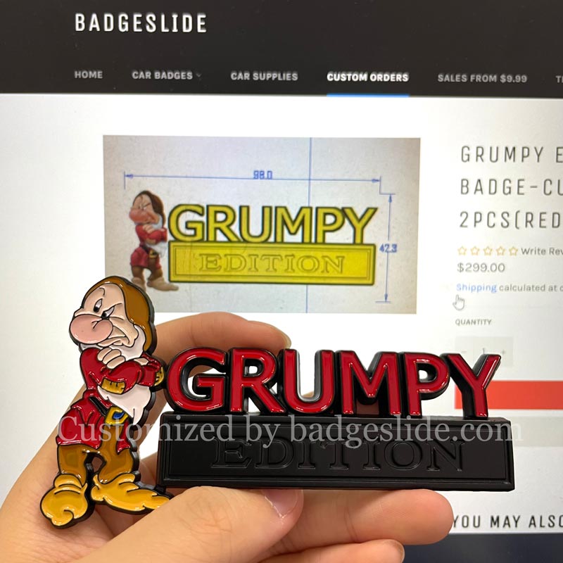 GRUMPY EDITION Emblem Fender Badge-Custom-2pcs(Red/Black) – Badgeslide
