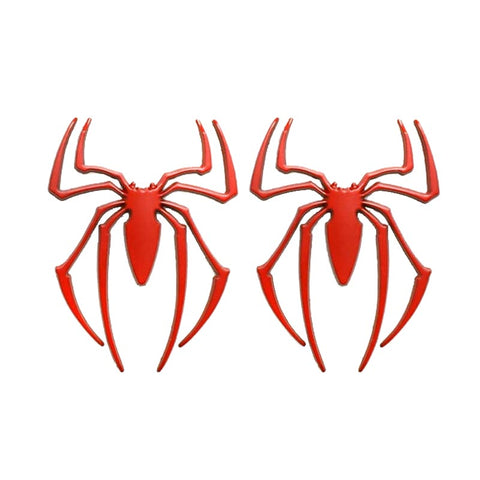 2pcs Metal Chrome Spider Badges