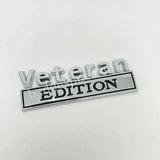 Badgeslide Veteran EDITION car emblem metal badge in silver