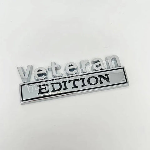 Badgeslide Veteran EDITION car emblem metal badge in silver