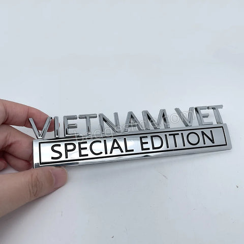 Vietnam Vet Special Edition Car Badge Metal emblem in silver and black
