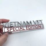 Vietnam Vet Special Edition Car Badge Metal emblem in silver and red