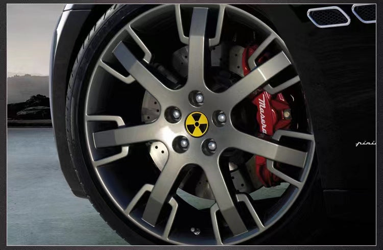 4pcs Nuclear Radiation Symbol Wheel Center Aluminium Sticker – Badgeslide