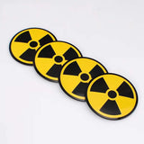 4pcs Nuclear Radiation Symbol Wheel Center Aluminium Sticker