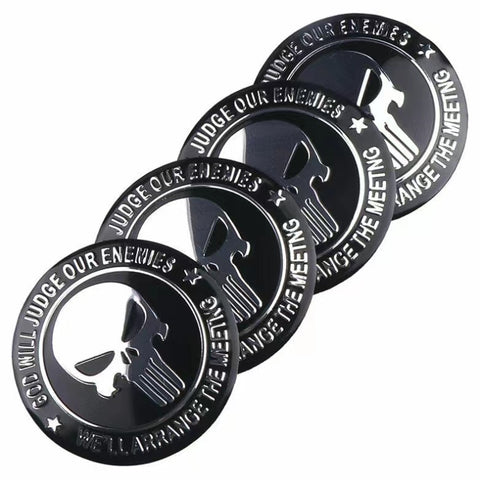 4pcs Punisher Wheel Center Aluminium Sticker