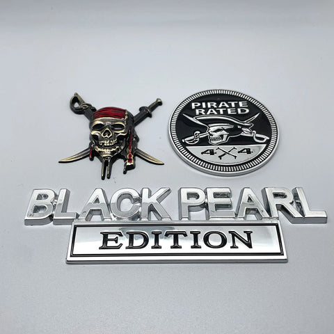 Pirate Kit of 3 Metal Car Emblem Fender Badge